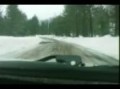 Saab 9000 Turbo driving fast on icy road