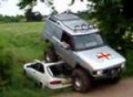 car crushing monster landrover discovery